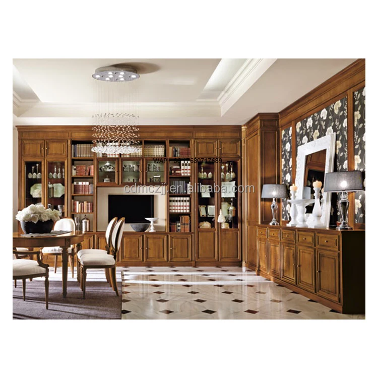 One-stop Whole House Customization Living Room Bookcase Nature Wood Bookshelf Solid Wooden Display Cabinet Book Shelf