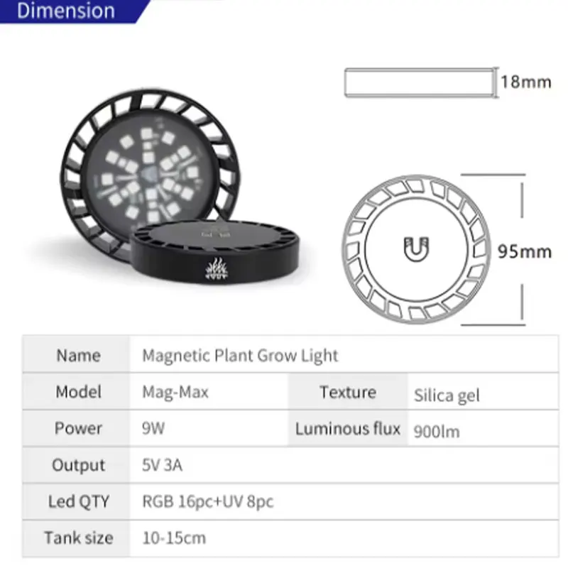 WEEK AQUA Mag Pro Mag Max Nano RGB+UV Light USB Plant Grow Lamp Bluetooth App Control for Freshwater Aquascaping Plant Aquarium view 6