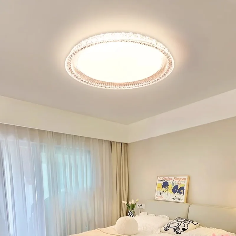 Modern Round Crystal Ceiling Lamp for Living Room Bedroom Interior Decor Luster Dining Room Creative LED Ceiling Light Fixture