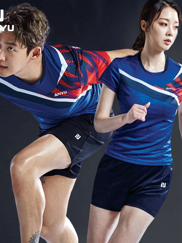 summer-badminton-uniform-short-sleeve-sportswear-men's-women's-table-tennis-vest-quick-dry-team-uniform-printed-round-neck