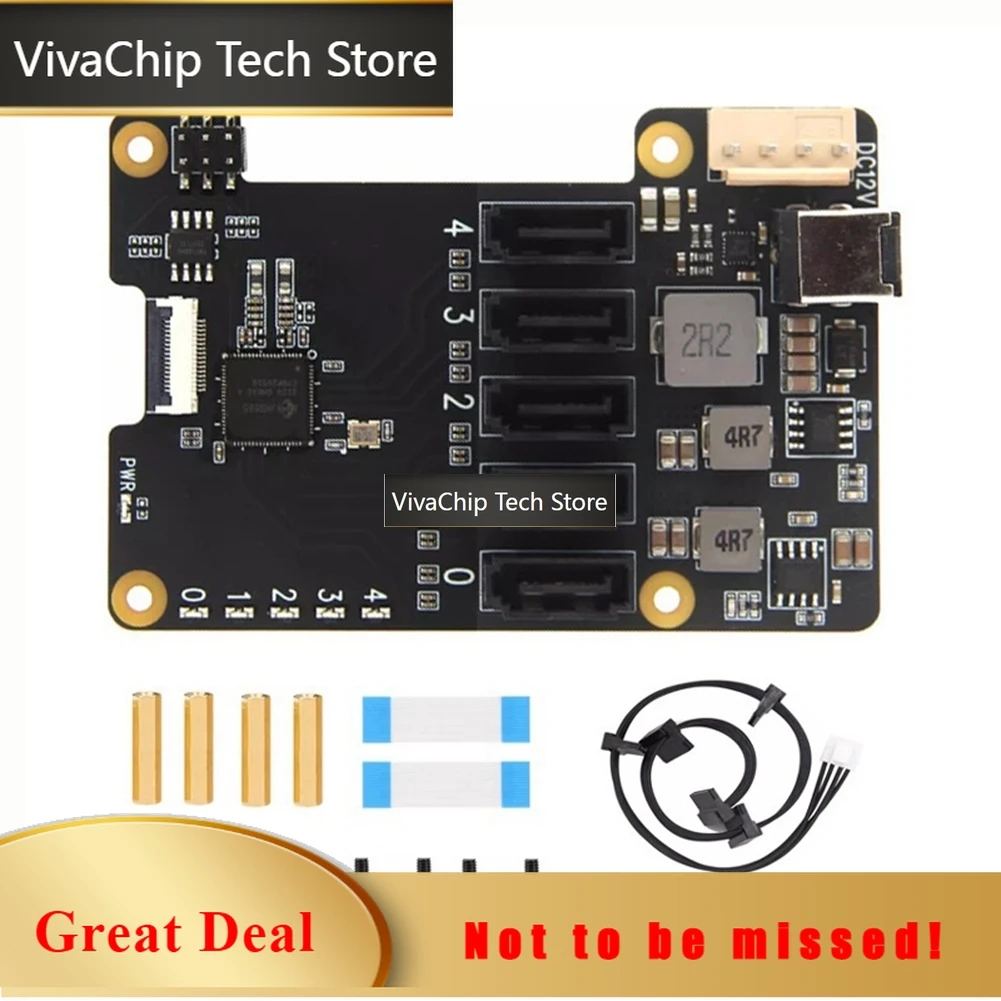 VivaCTNew!!X1009 Pcie To 5-Port SATA Shield HDD Expansion Board SATA3.0 Expansion Board For Raspberry Pi 5
