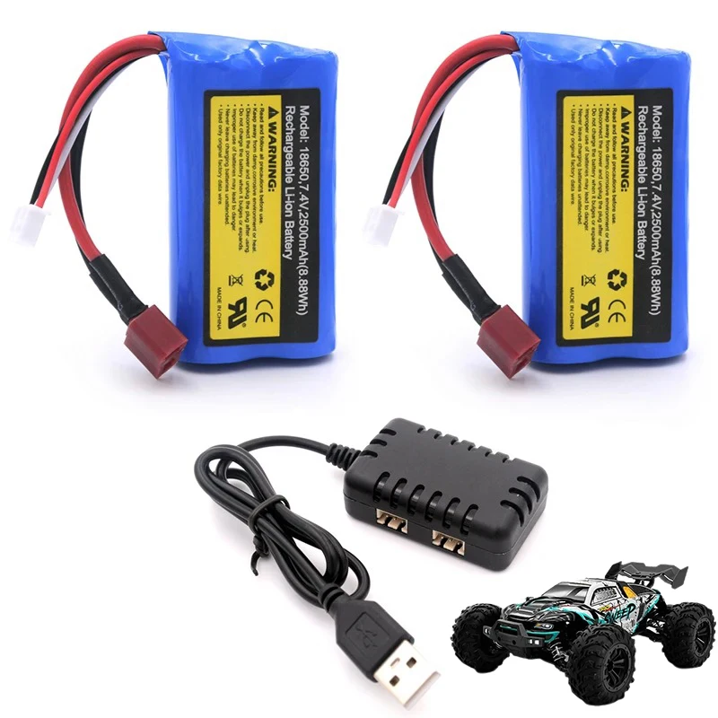 

7.4V 18650 2500mah 20C Battery For Wltoys 144001 A959-B A969-B A979-B K929-B 12428 12423 10428 RC Car Spare Parts 2S lipoBattery
