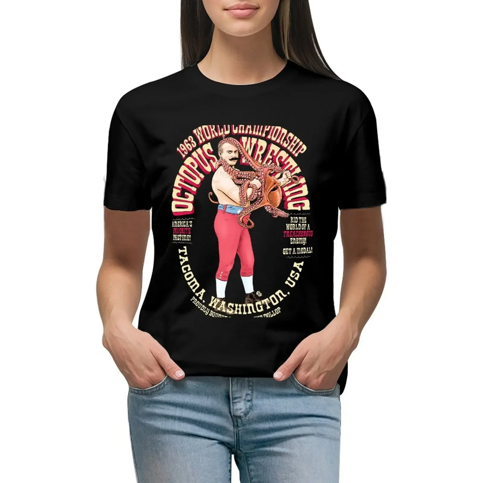 

The Dollop - Octopus Wrestling T-Shirt heavyweights quick-drying hippie clothes black t-shirts for Women