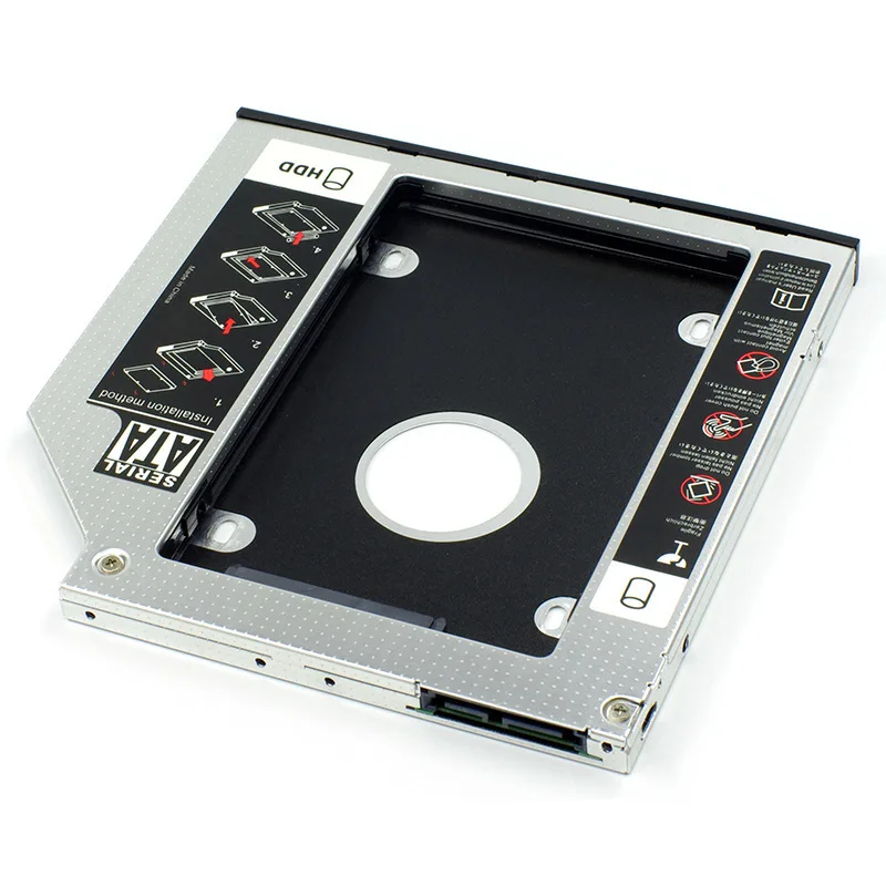 Aluminum 2nd HDD Caddy 9.5mm 12.7mm SATA 3.0 Optibay Hard Disk Drive Box Enclosure DVD Adapter Case 2.5 SSD for Laptop
