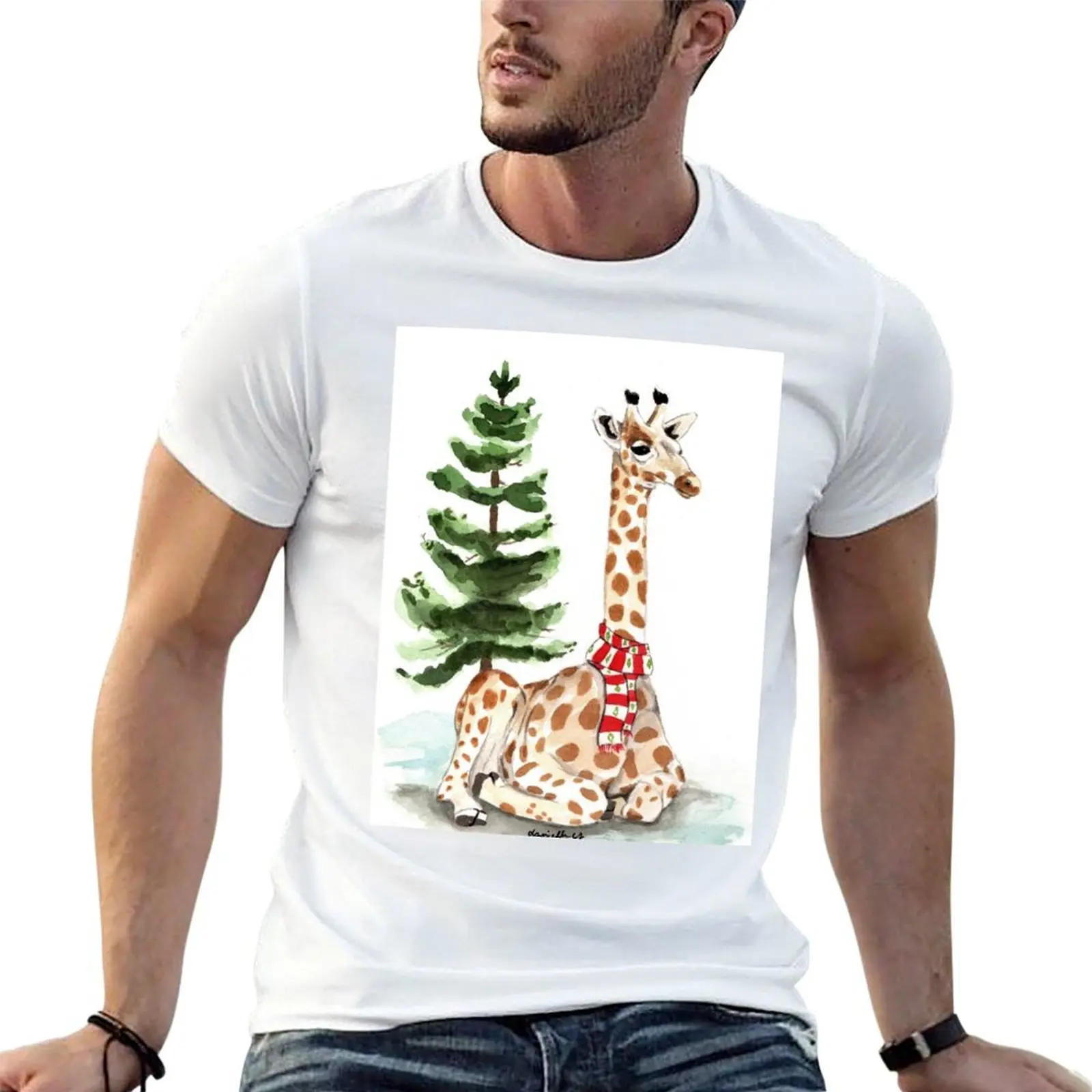 

Christmas Giraffe T-Shirt man t shirt cotton man t shirts for men casual T-Shirt