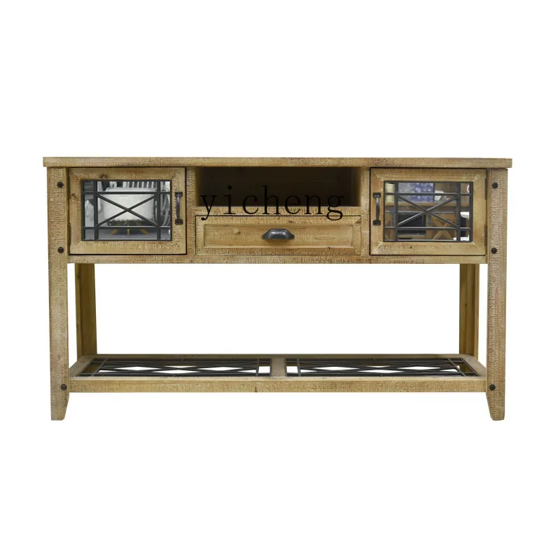

American Country Living Room Vintage Solid Wood Table Entrance Cabinet Hotel Restaurant Side Cabinet
