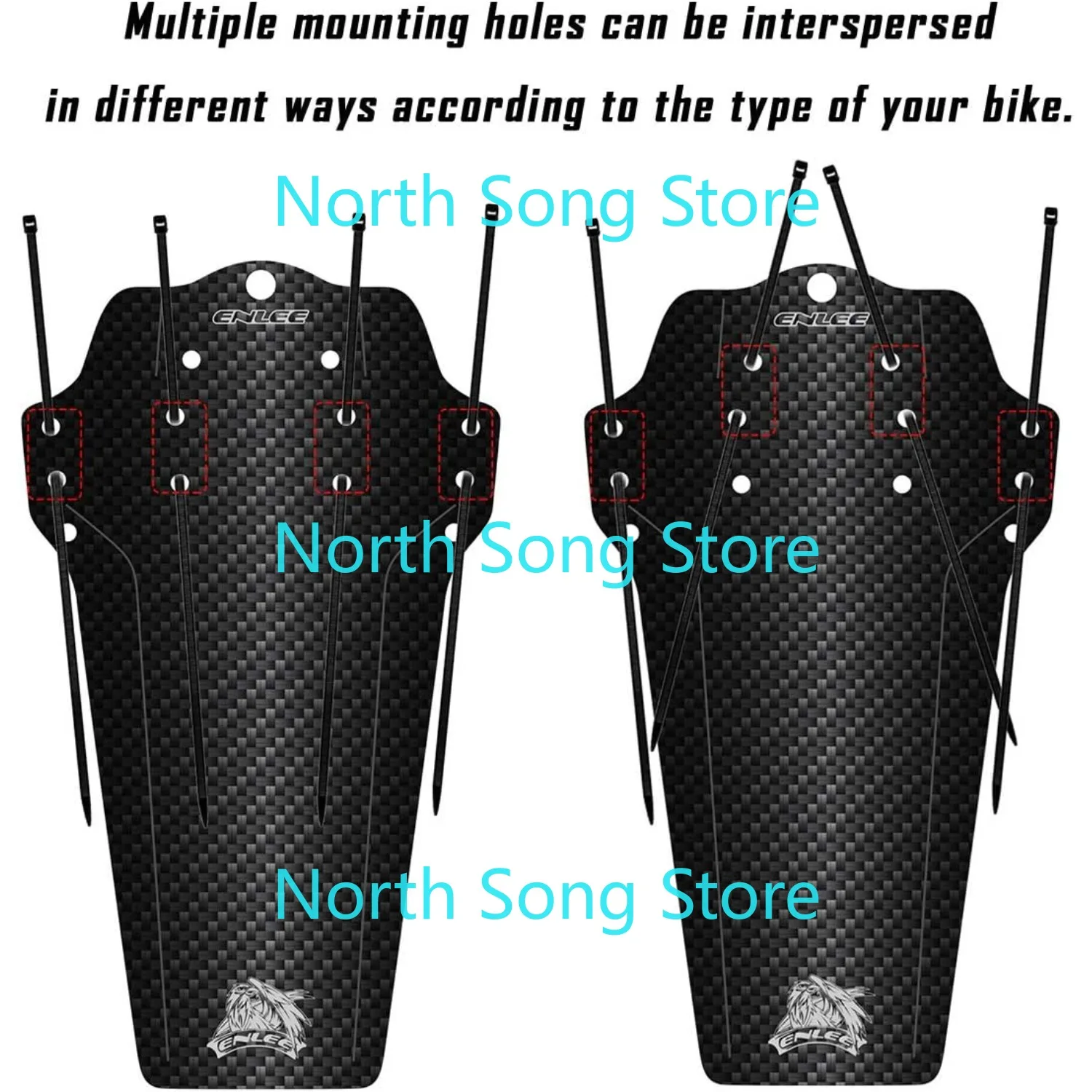 2 Pcs Mountain Bike Fender, MTB Mudguard, Front and Rear Bicycle Fender, Fits 26", 27.5", 29" Plus Size and Fat Bikes - view 4