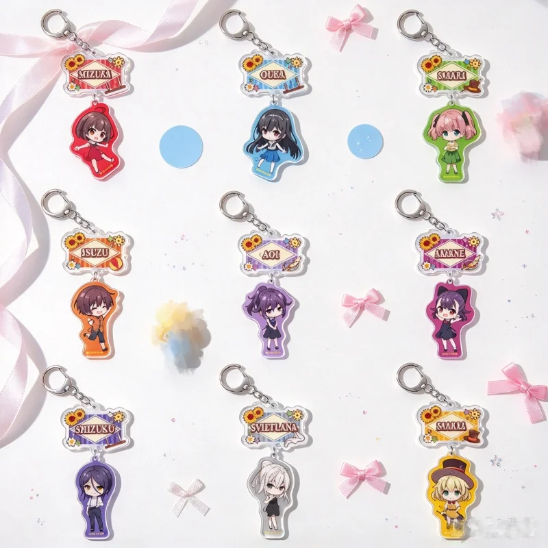 Acrylic Keychain Bag Pendant Anime GROW UP SHOW -Sunflower Circus- Aoi Yura/Akane Yura/Mizuka Tsurumaki6CM Bag Decorations Gifts
