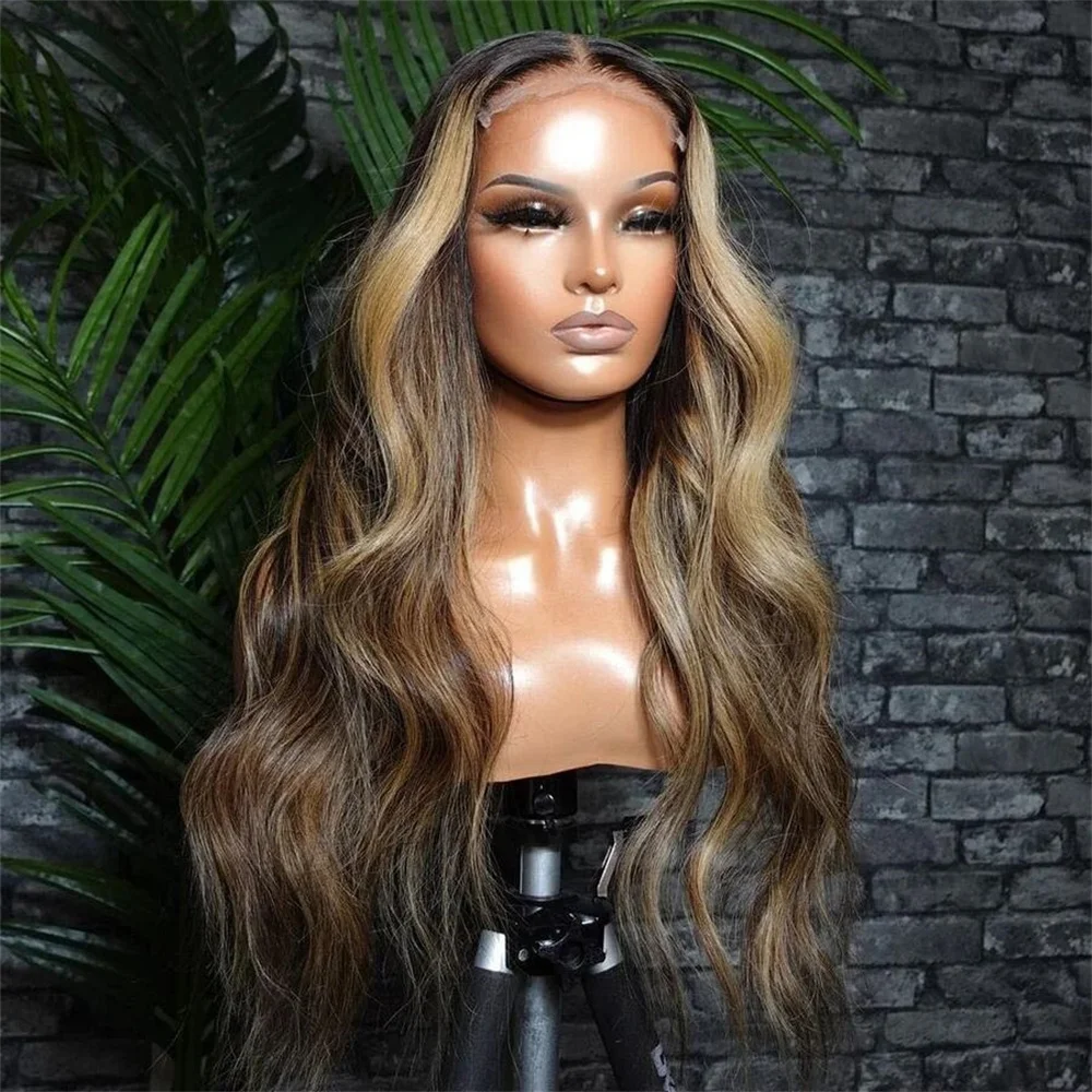 Ombre Highlight Blonde Body Wave 28“ Glueless 5x5 Silk Base Jewish Human Hair Wig Baby Hair HD Lace European Hair Preplucked Wig