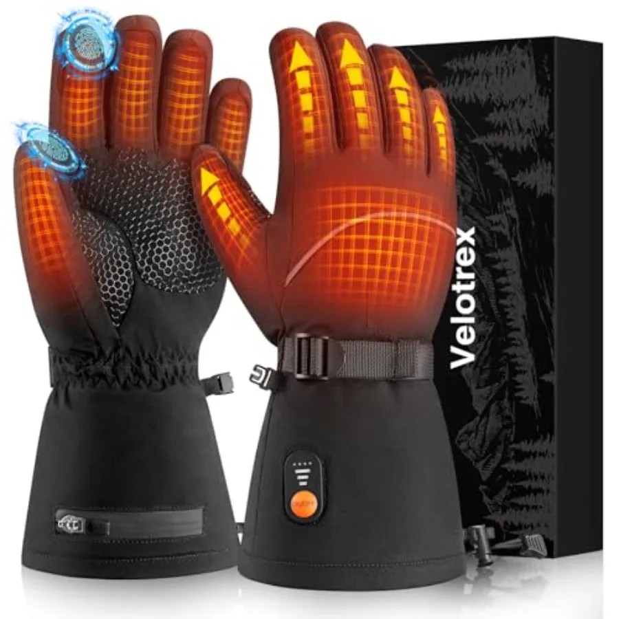 

Heated Gloves for Men Women 7.4V 3000mAh Heated Gloves Rechargeable with Touchscreen Waterproof Electric Heated Ski Gloves for