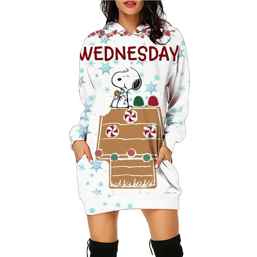 New Christmas Snoopy Printed Hoodie Sportswear Women\'s Christmas Printed Hoodie Dress Casual Fashion Street Women\'s Wear