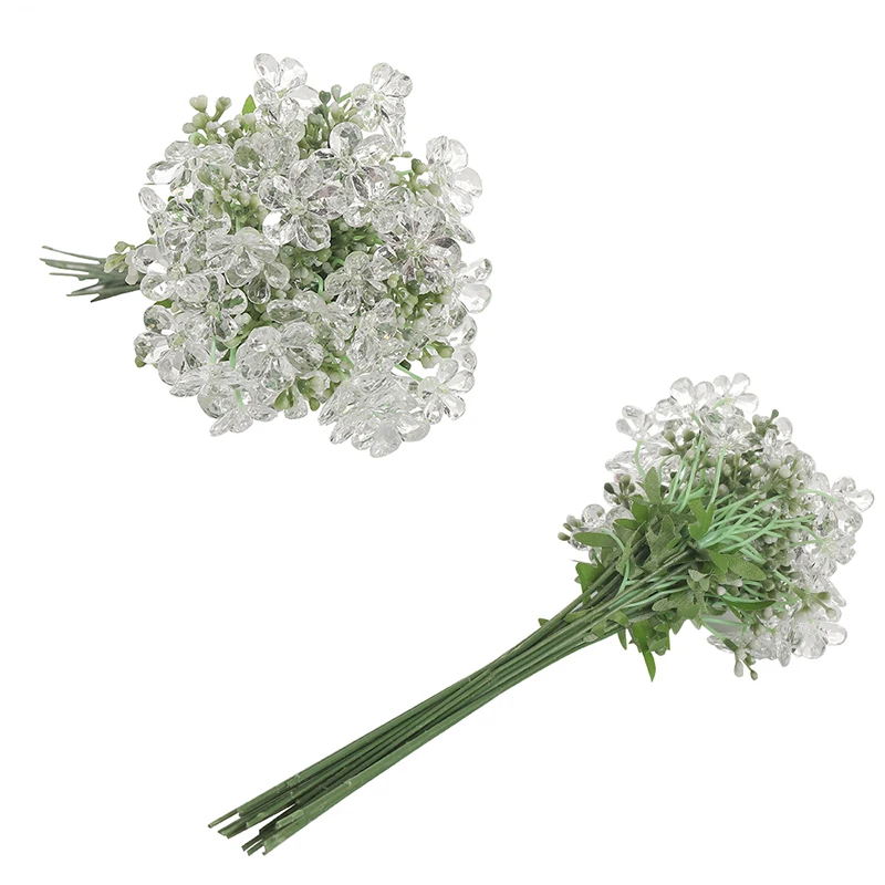 

5Pcs/lot 28cm Acrylic Crystal Bead Bouquet Artificial Flower for Home Room Wedding Decoration DIY Craft Wreath Gifts Accessories