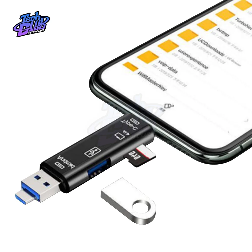 5 in 1 Usb 2.0 Type C/Usb /Micro Usb/Tf/SD Memory Card Reader OTG Card Reader Adapter for Mobile Phone Tool