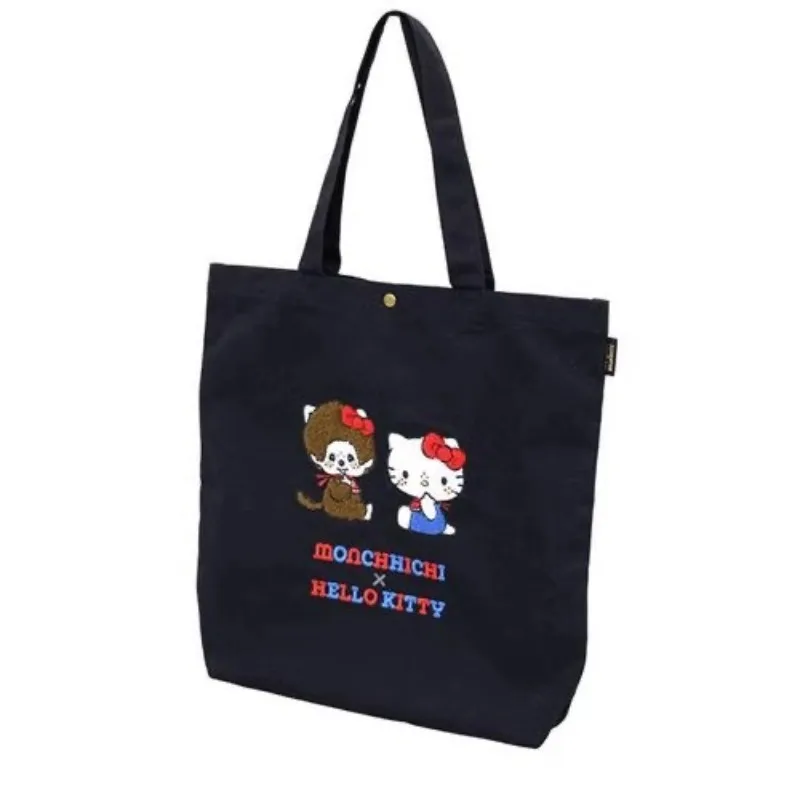 

Japanese Sanrio Kittmengqiqi Cartoon Pattern Embroidered Shoulder Bag Large Capacity Commuter Student Canvas Bag