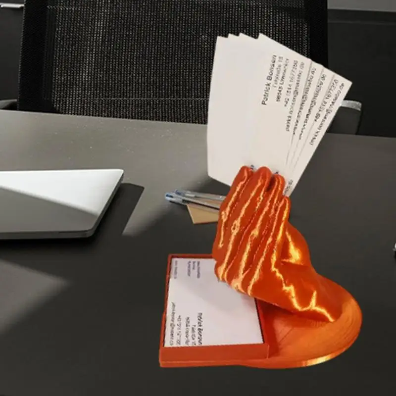 Business Card Display Unique Hand Business Card Holder Stand Modern ID Name Organizer Desktop Statue Office Table Decor For Desk