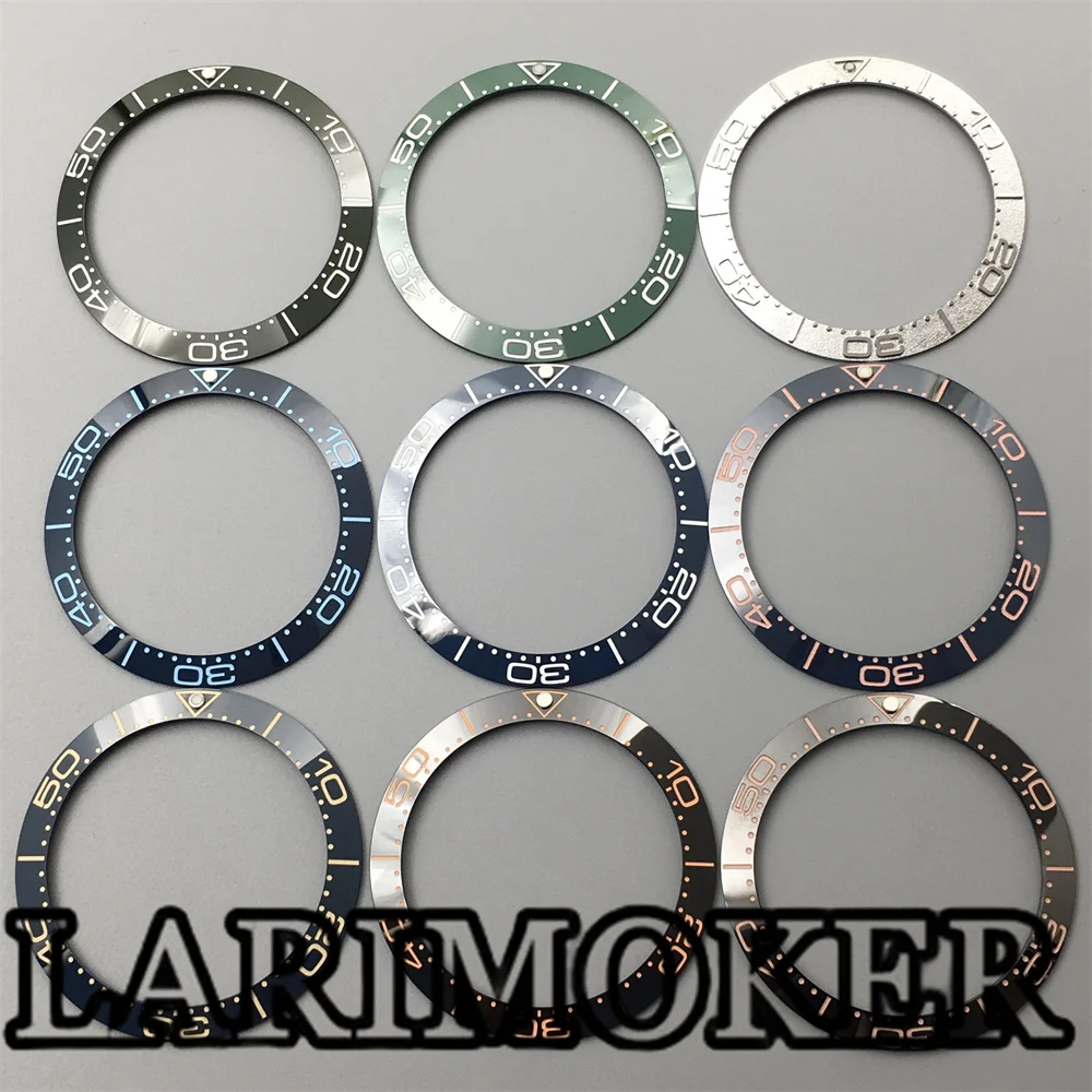 LARIMOKER-inserto de bisel de reloj para hombres, piezas de accesorios de relojes, ajuste de caja de 40mm, 38mm, cerámica, plata, Purpie, azul, negro, verde