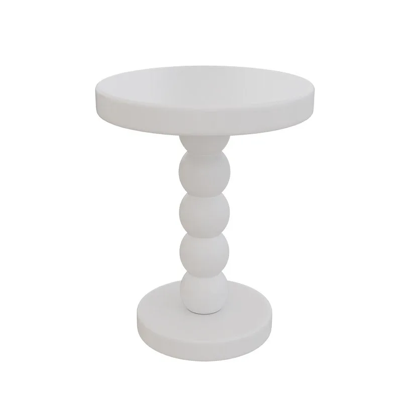xx-Modern Cream Side Table with Sculpted Ball Pedestal Base, Round Tabletop, Minimalist Design, Table for Living Room, Bedroom*