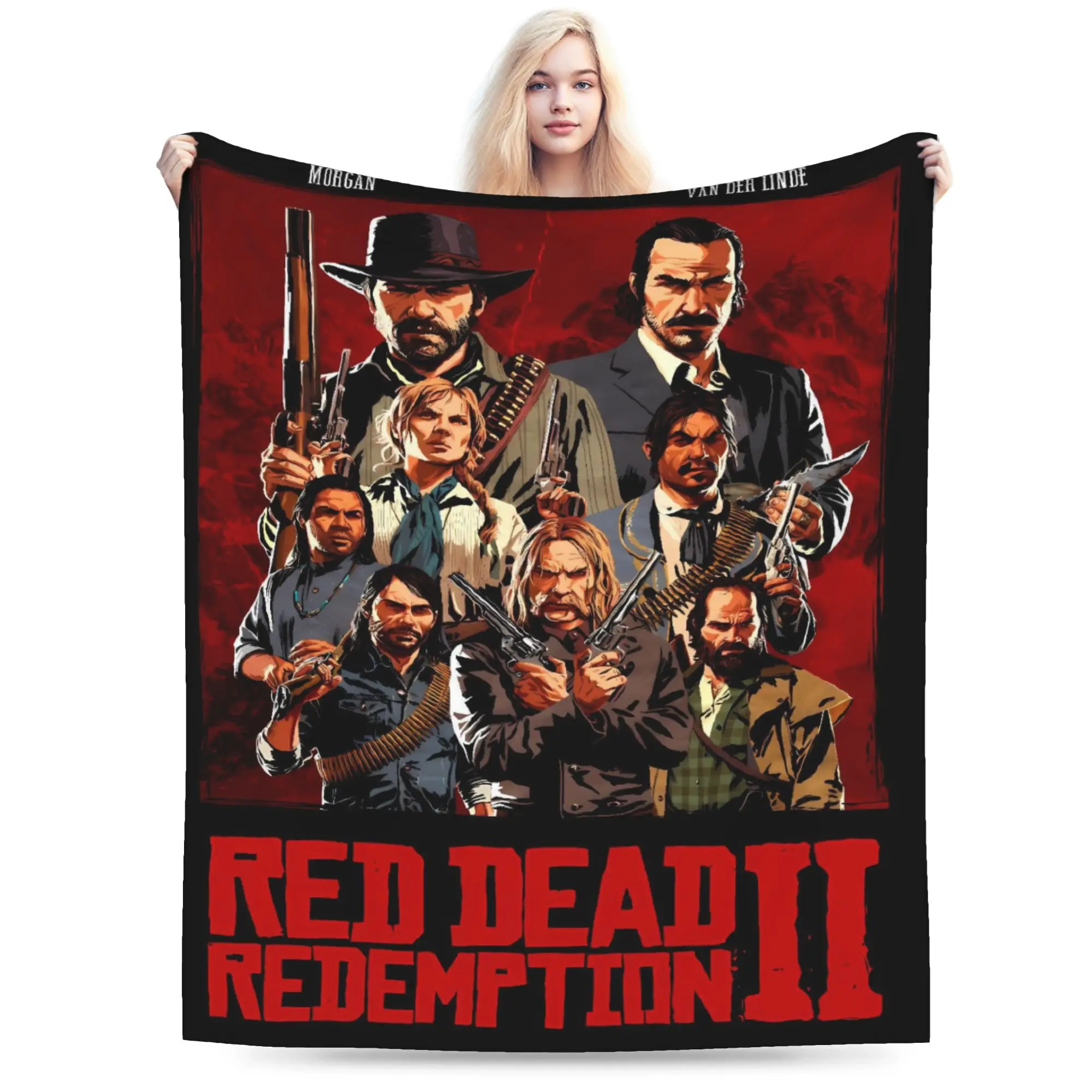 Red Dead Redemption 2 Blankets  Travel Office Flannel Throw Blanket For Bedroom Super Warm Custom DIY Bedspread Birthday Present