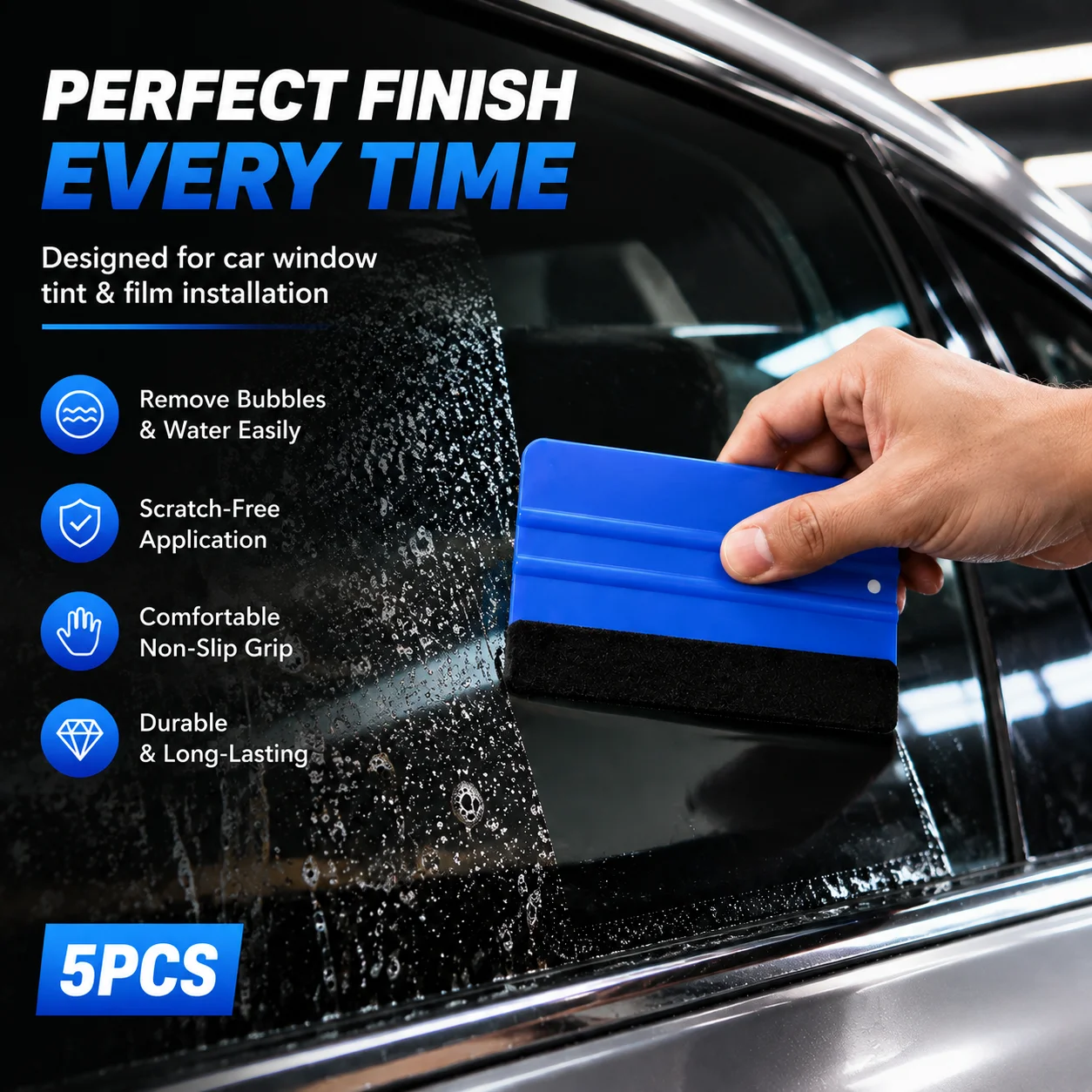 5PCS Car Wrap Squeegee Felt Edge Vinyl PPF Film Scraper Window Tint Installation Tool Bubble Remover Scratch Free Applicator
