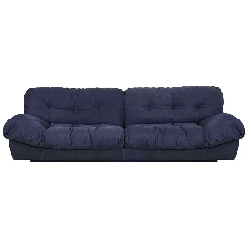 

Cloud sofa Italian straight row living room sofa matte cloth leather cream wind fabric small