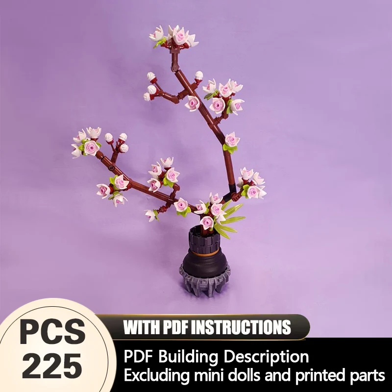 

Creators Plant Series Model MOC Building Bricks White Cherry Blossom Modular Technology Gifts Holiday Assemble Children Toy Suit