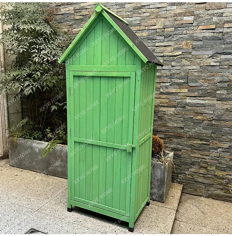 Outdoor Storage Solid Wood Tool Box Garden Storage Cabinet Rainproof Gardening Balcony Courtyard Debris Sorting