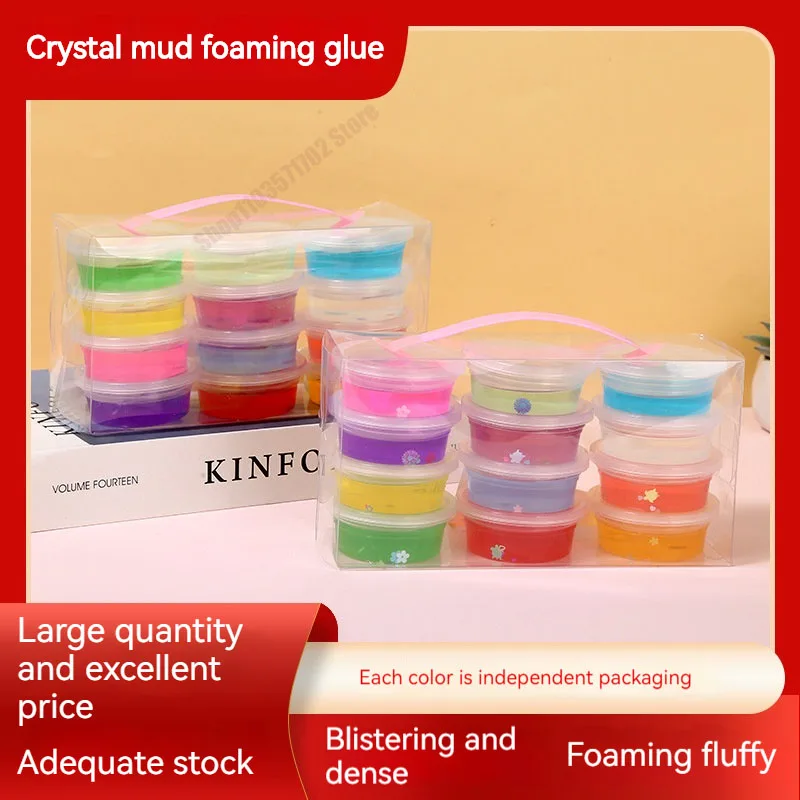 Transparente Crystal Mud Foam Toy Set para crianças, plástico, gel, celebridade Internet