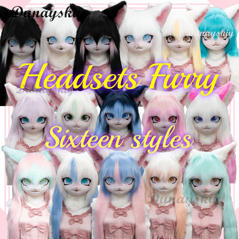 

Fursuit Kigurumi Headsets Furry Cosplay Costumes Comiket Furries Rubbit Doll Cat Comiket Furries Doll costumes Animal 16 Styles