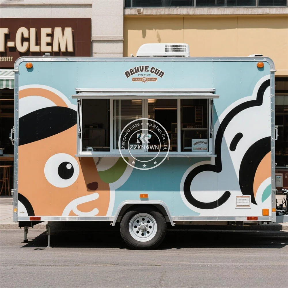 Customized Food Trailer Fully Equipped Concession BBQ Hot Dog Pizza Food Truck Trailer With Full Kitchen