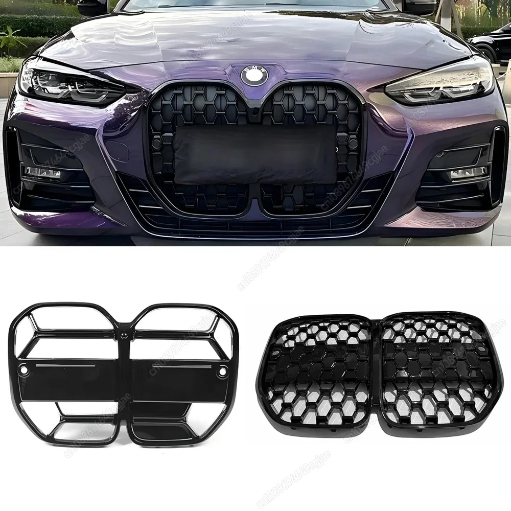 For BMW G22 G23 M-Sport 420i 430i 435i M440i 420d 2020-2024 Car Front Center Grille Grills Meteor Grille & CS Style Gloss Black