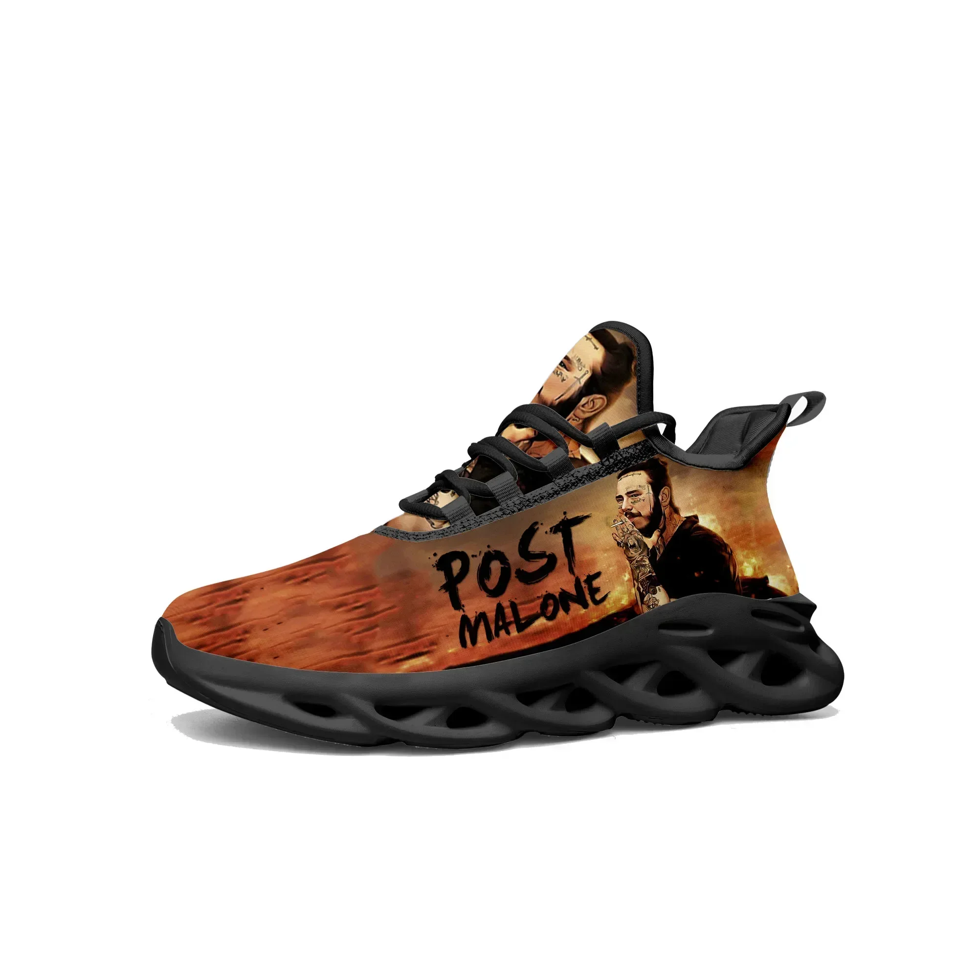 

P-Posts M-Malones Hot Rap Singer Flats Sneaker Men Women Sport Running Shoe Sneaker Lace Up Mesh Footwear Tailor-made Shoe Black