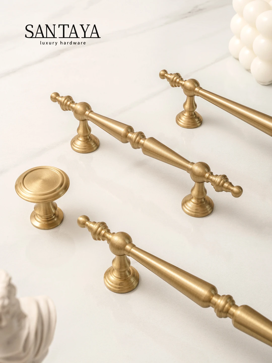 SANTAYA Solid Brass Kitchen Cabinet Handles Drawer Pulls T Bar Handles Knobs Wardrobe Furniture Handle Hardware Door Knocker