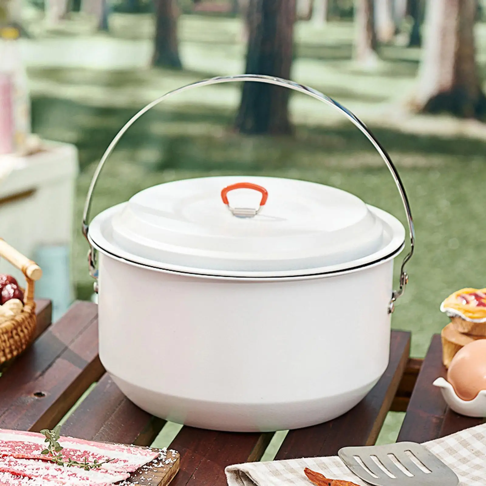 

Hanging Pot Stainless Steel Camping Pot 4 L Folded Handle Lightweight Camp Stockpot with Lid Cover for Beach Travel Explorers