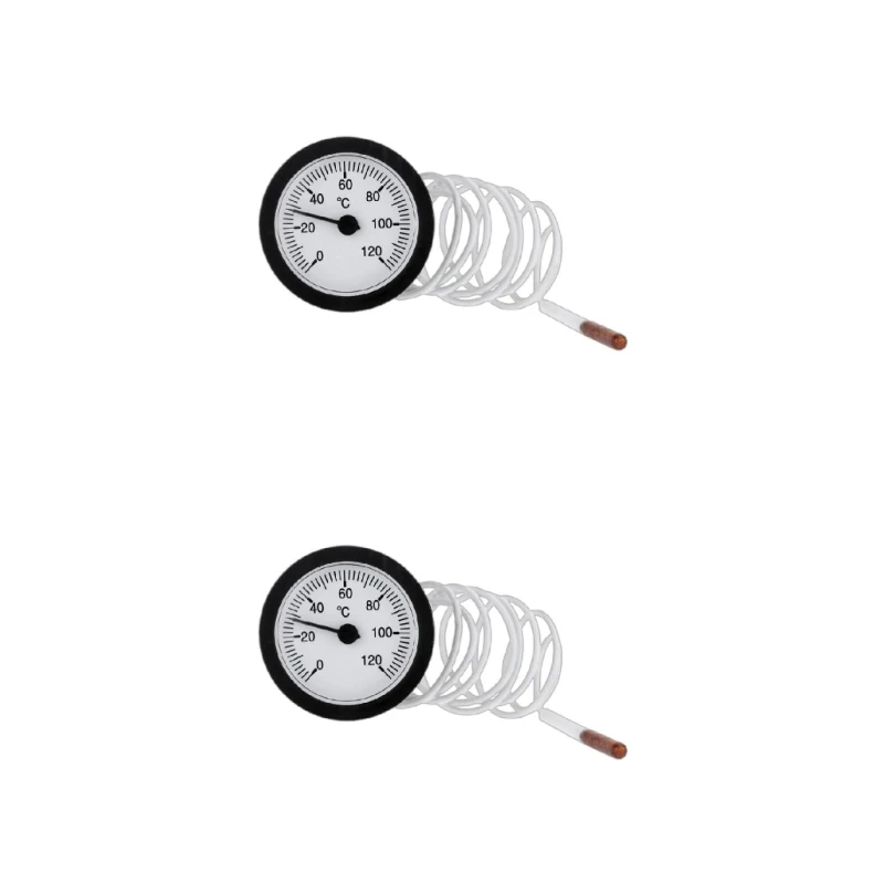 2Pcs Professional Dial Thermometer Capillary Temperature Gauge 0-120℃ water & oil with 1m