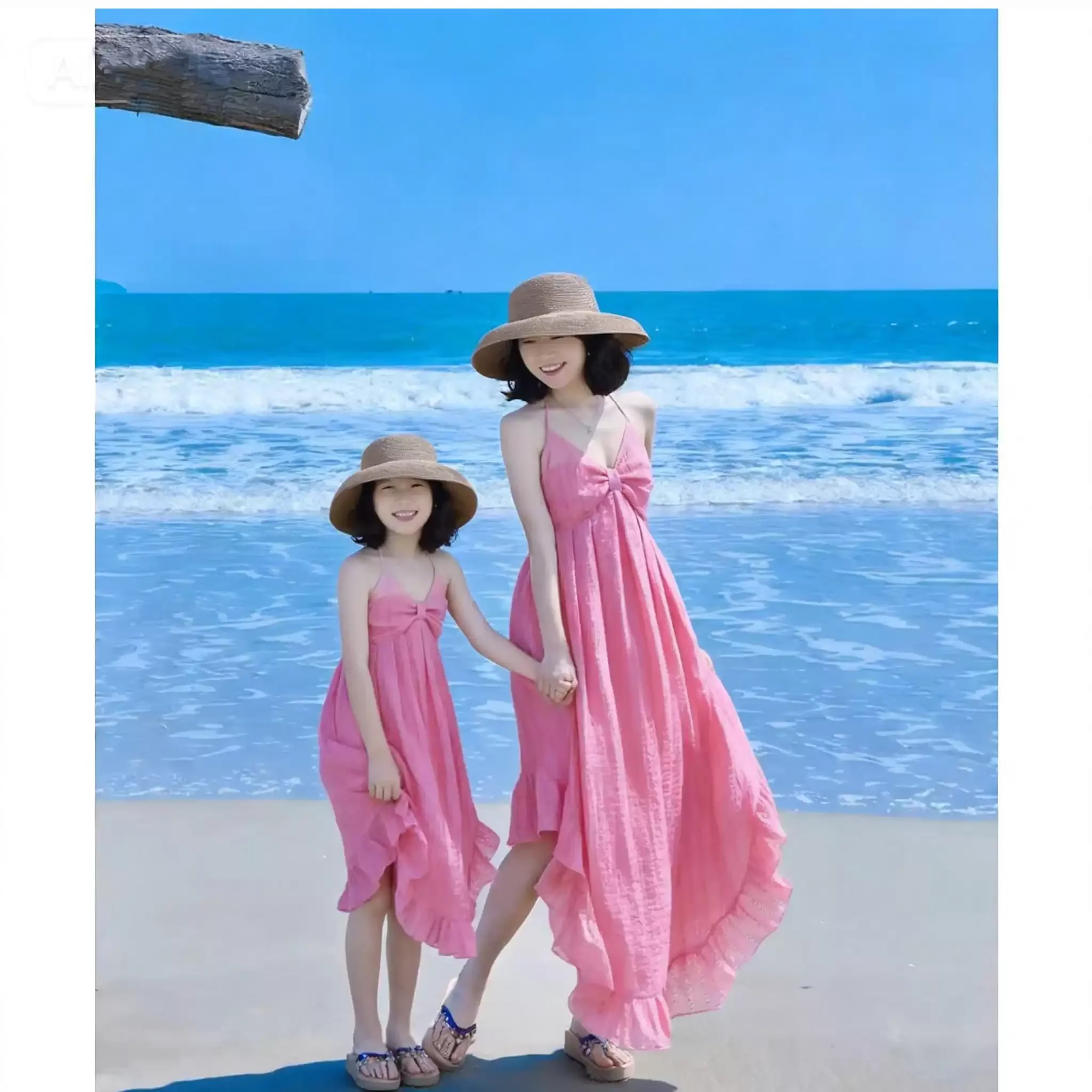 New in matching sets Girl clothes 	girl clothing mom and daughter matching clothes Mother and daughter couple look pink dress
