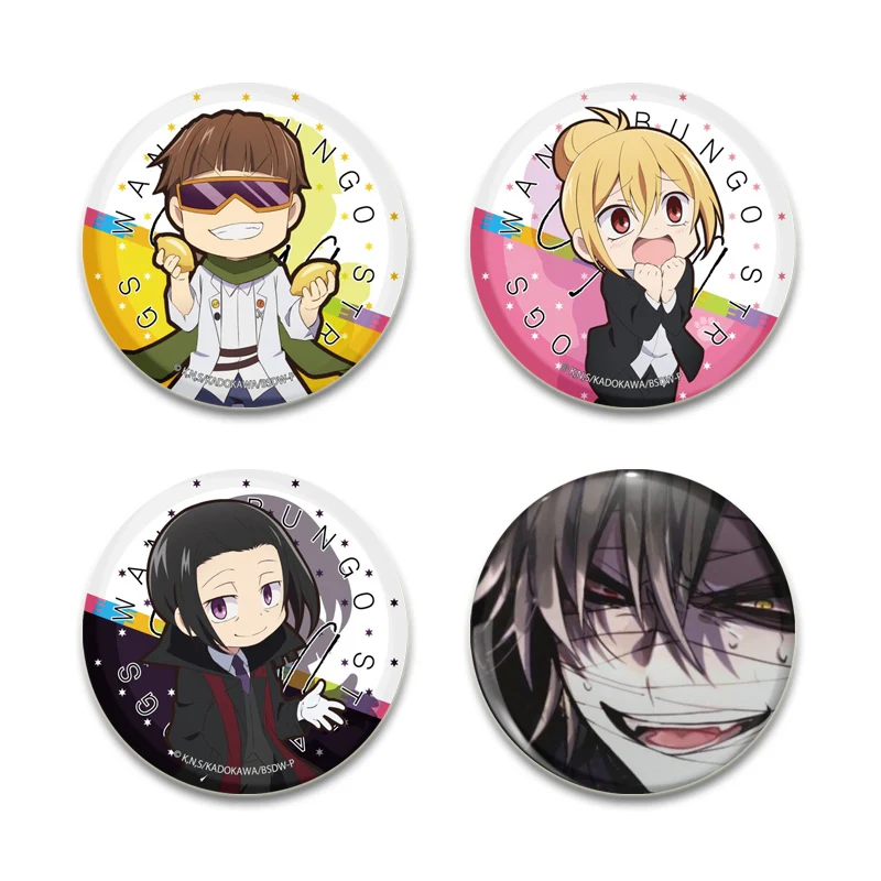 Bungo Stray Dogs Brooches Cartoon Figure Cosplay Badge Handmade Anime Lapel Pins DIY Backpack Clothes Jewelry Accessory Gift