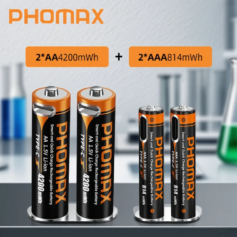 

PHOMAX 2-40PCS 1.5V AAA/AA Lithium Batteries Rechargeable Li-ion Cyclic Charging Microphone Flashlight Batteries Pack