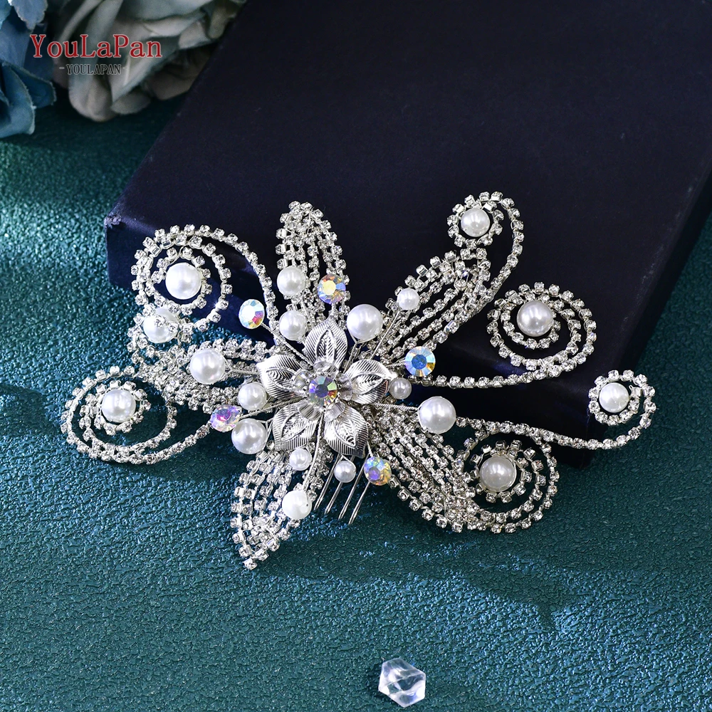 

YouLaPan Wedding Bride Rhinestone Haircomb Pearl Hair Accessories Women Fashion Headwear Banquet Dancing Party Accessories HP732