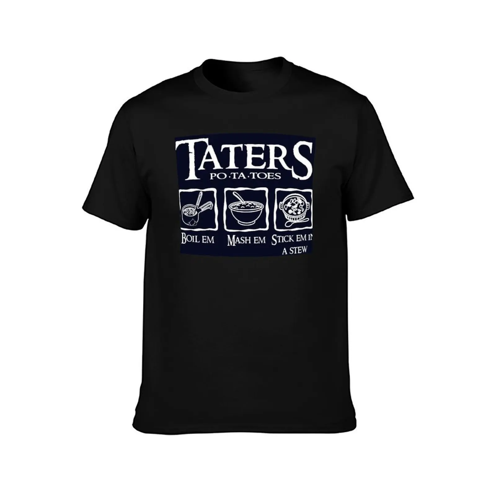 Taters Potatoes T-Shirt, Summer Casual Cotton Tee, Oversized Streetwear Tops, Vintage Graphic Print, Loose Fit Short Sleeve