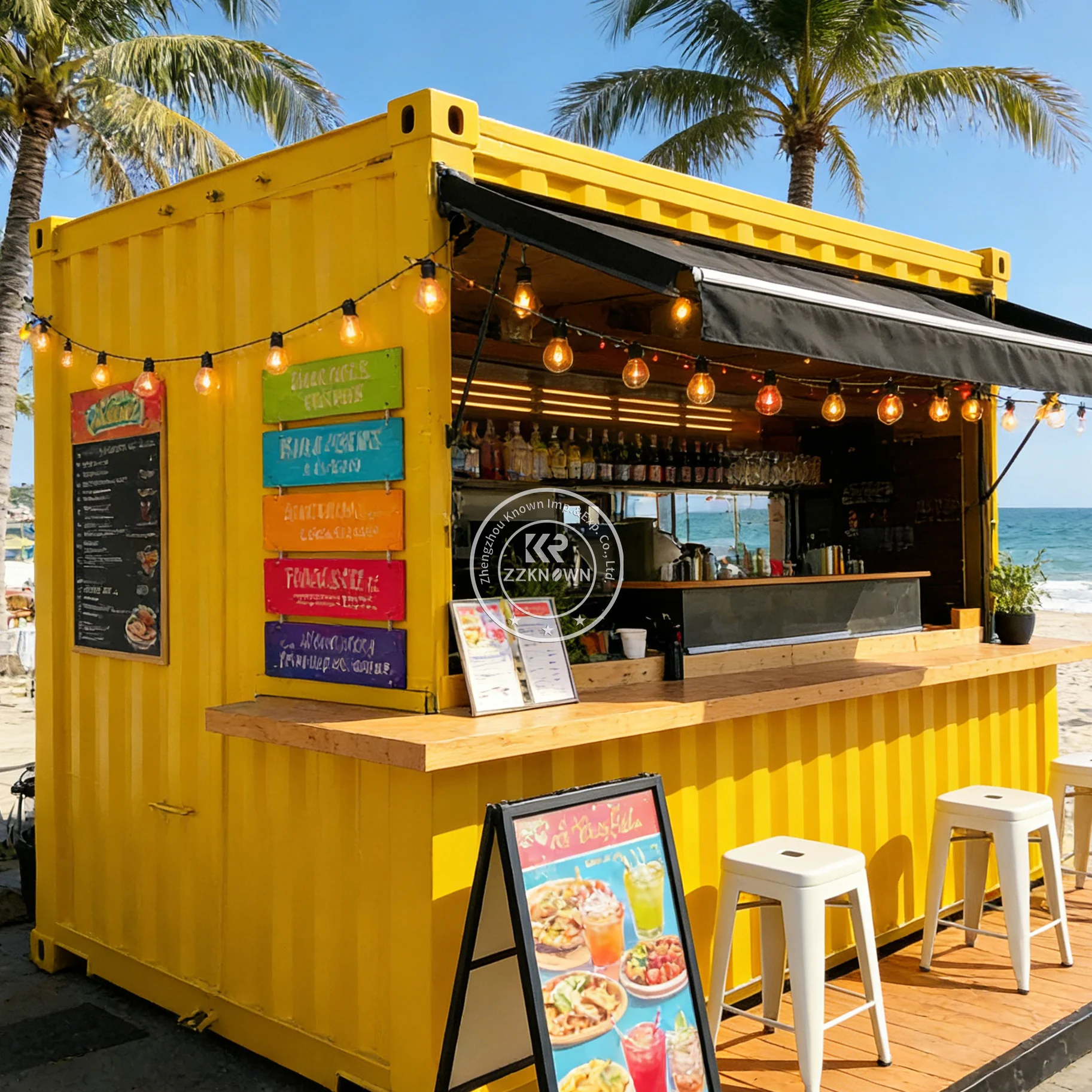 

Luxury Outdoor Container Restaurant Street Fast Food Kiosk Prefabricated Container Bar with Kitchen Equipment