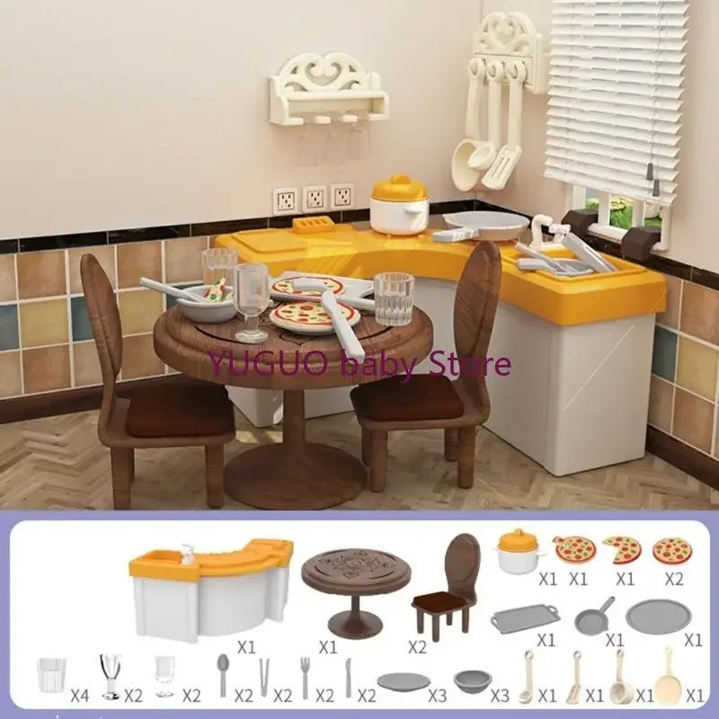 1/12 Scale Dollhouses Scene Displaying Furniture Set and Accessories for Dollhouses Decors Children Pretend Play Game Toy 15UB