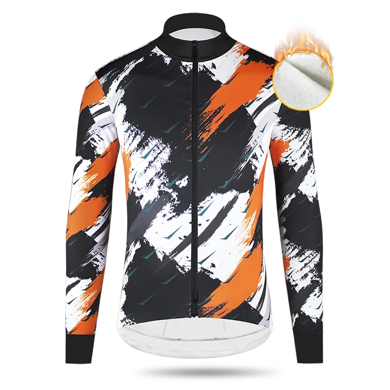 Kiae autumn and winter orange brush fleece cycling jacket, men's and women's road cycling mountain cycling jacket