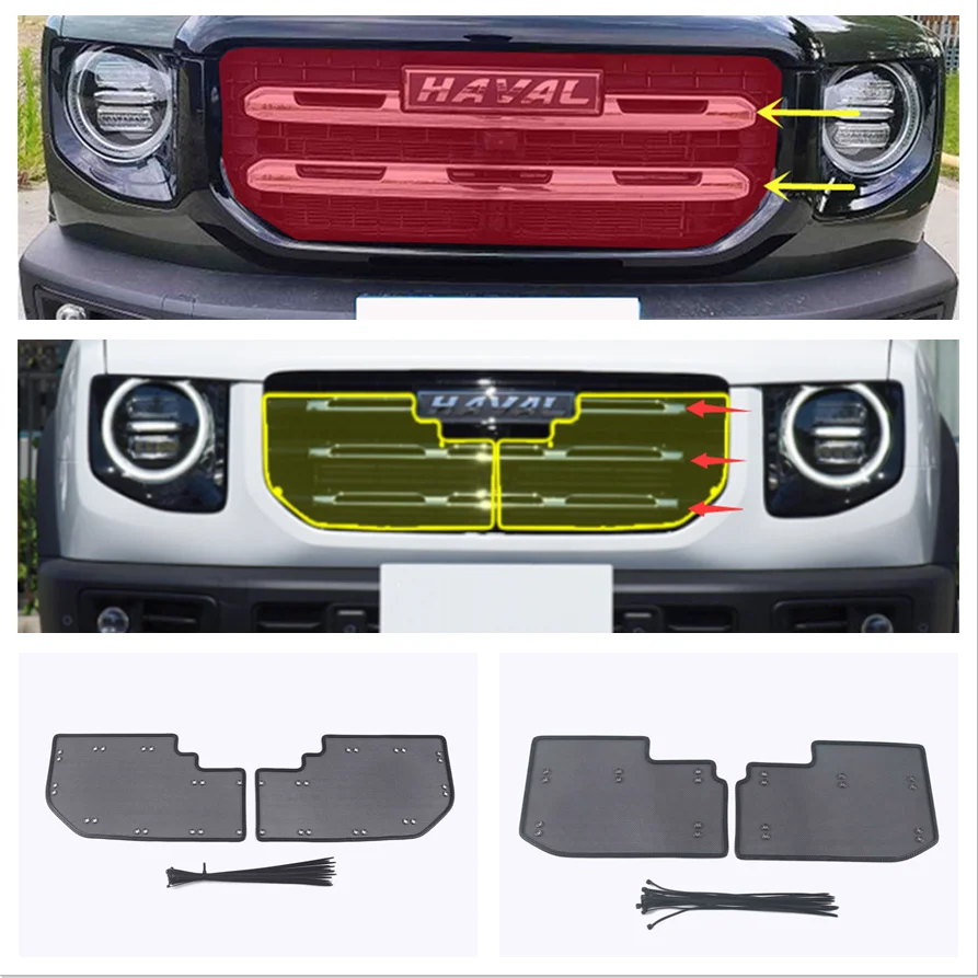 

For Haval Dargo 2021 2022 Accessories Mesh Grille Grill Insert Net Anti-mosquito Dust Cover Trim Stainless Steel