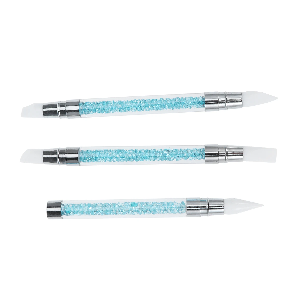 

3pcs Nail Brushes Set Double Ended Silicone Tools Soft Headed Gel Manicure Pens Dotting Flower Carving Acrylic Tube