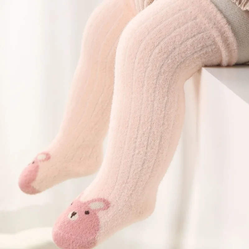 Baby Knee High Socks Winter Warm Thickened Fleece Lined Newborn Stockings Non Slip Cuffs Comfort Fit Over Knee Socks for Infants