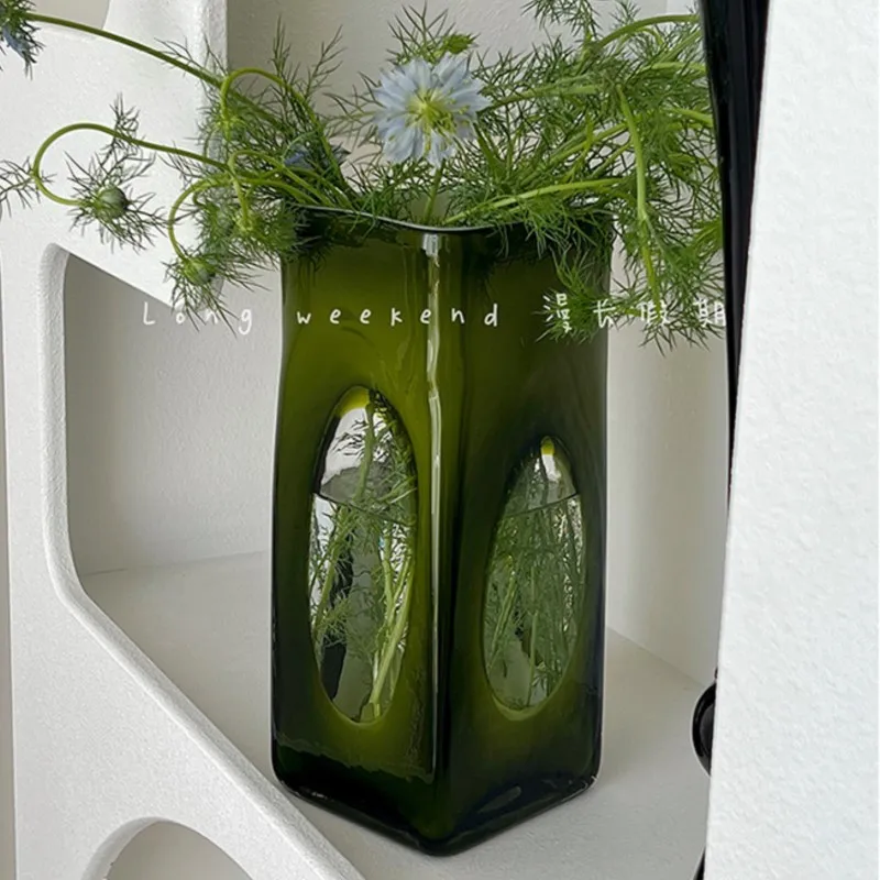 French Antique Glass Vase Premium Feeling Living Room Decorative Ornament Hydroponic Flower Arrangement B&B