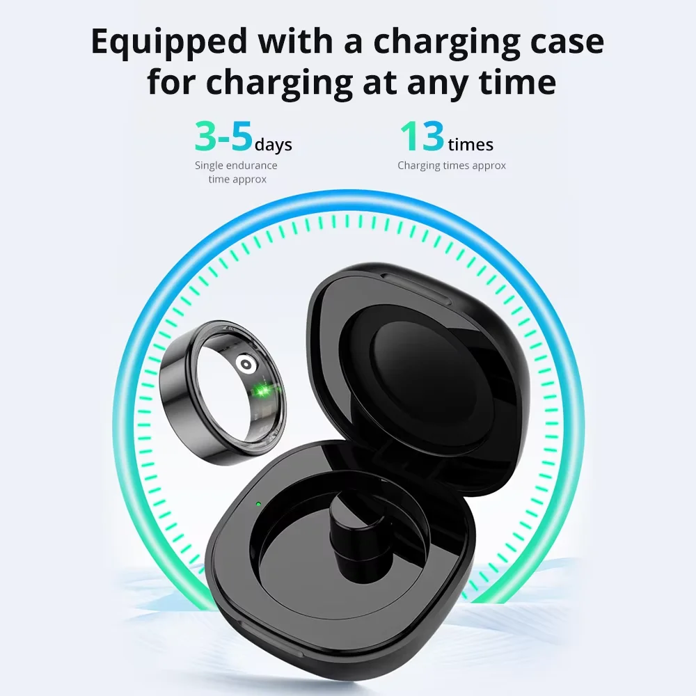 R02 Smart Ring Men Women with Charging Case,Heart Rate Blood Oxygen Monitor,Multi-sport Mode,5ATM Waterproof For Android IOS image 6