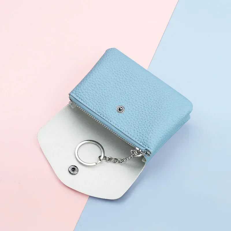 Cartera de mujer portátil de moda de cuero PU tarjetero multitarjeta monedero corto de Color sólido Mini bolso de mano para mujer