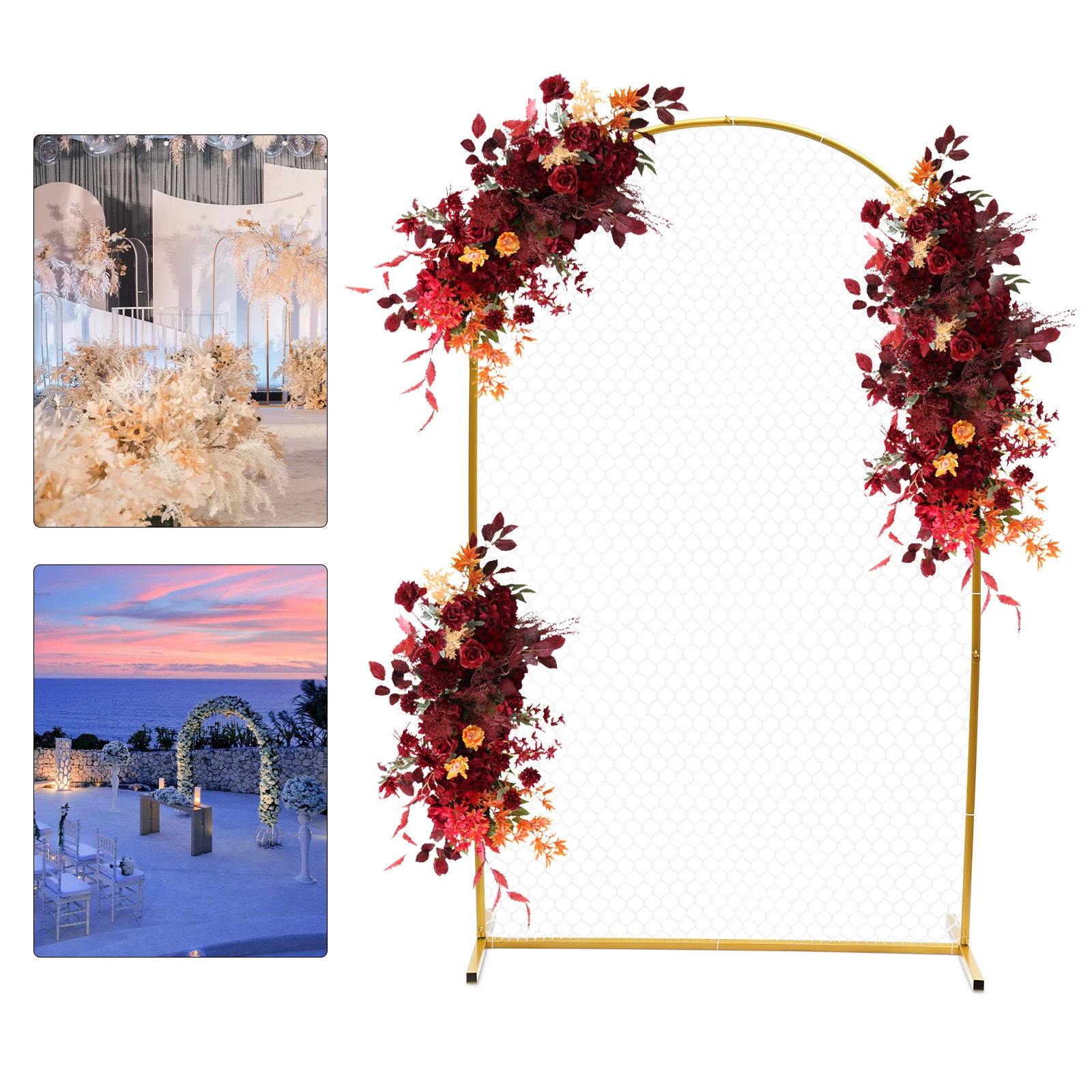 

Stunning Gold Metal Wedding Arch, 200cm Height, 120cm Length, Perfect for Floral Displays, Photo Shoots, and Event Decor, Easy