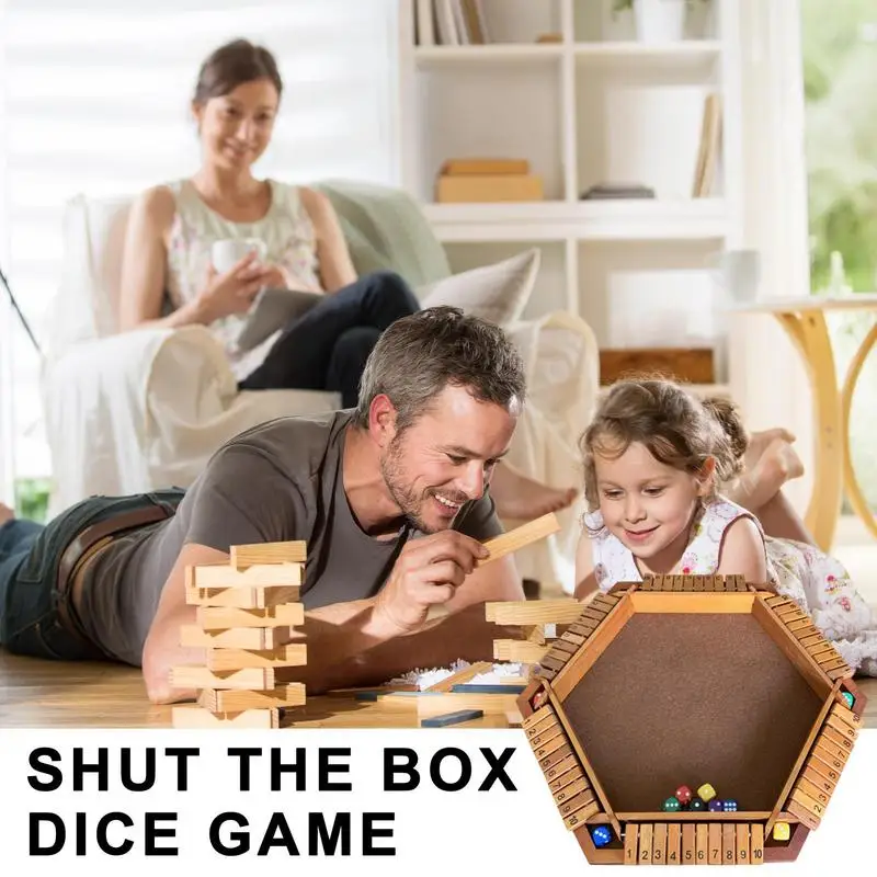 

Shut The Box Dice Game Travel Pub Dice Game Wooden Shutter Box For 6 Players Waterproof Classic Tabletop & Pub Board Game For